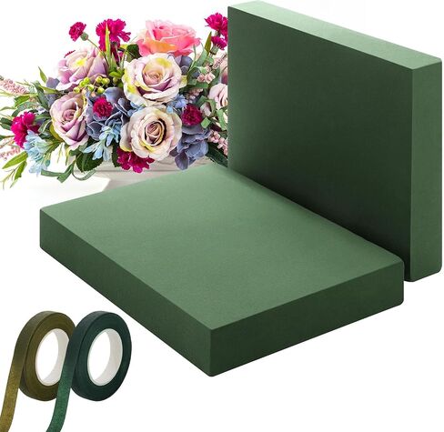 Elcoho 1 حزمة كبيرة قاعدة رغوة الأزهار 15.7 "L x 11.8" W x 2.4 "H كتلة رغوة الأزهار مع 2 شريط الأزهار الرطب الجاف الأزهار رغوة الطوب للمنزل قطع مركزية الزفاف الزهور الطازجة أو الاصطناعية DIY الفنون الحرف in Kuwait