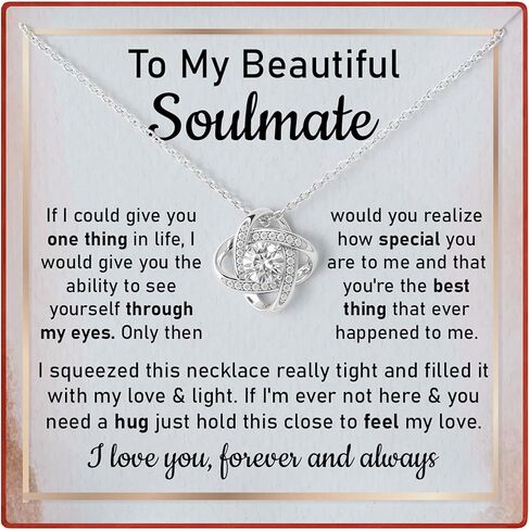 To My Beautiful Soulmate Necklace Gift for Her, Wedding Anniversary Jewelry for Women, Soulmate Birthday Jewelry for Wife from Husband, Soulmate Christmas Jewelry For Wife with Message Card. in Saudi Arabia