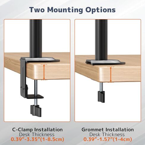 Putorsen Dual Monitor Stand لشاشات 17-32 بوصة ، ويحمل ما يصل إلى 19.8 رطل ، وتناوب دوارة الإمالة الكاملة القابلة للتعديل ، ومكتب لتوفير الفضاء مع C-Clamp & Grommet ، Vesa 75/100mm in Saudi Arabia
