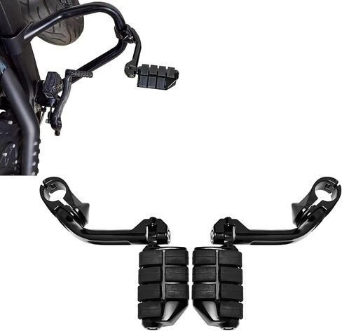 1.25'' (32mm) Highway Footpegs Fits 1-1/4" Engine Guard, Adjustable Long Angled Highway Pegs for Harley Touring Street Glide Electra Glide Road King Softail CVO Dyna Sportster (Chrome L05) in Saudi Arabia