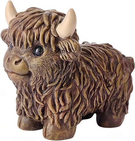 مجموعة من 2 تماثيل أبقار المرتفعات الراتنج اللطيفة لديكور المنزل، تمثال بقرة المرتفعات الاسكتلندية، هدايا لعجل العشاق، زخارف زخرفية لغرفة المعيشة، غرفة النوم، رف الكتب، الخزانات، سطح المكتب in Kuwait