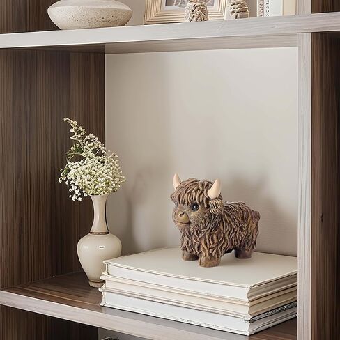 مجموعة من 2 تماثيل أبقار المرتفعات الراتنج اللطيفة لديكور المنزل، تمثال بقرة المرتفعات الاسكتلندية، هدايا لعجل العشاق، زخارف زخرفية لغرفة المعيشة، غرفة النوم، رف الكتب، الخزانات، سطح المكتب in Kuwait