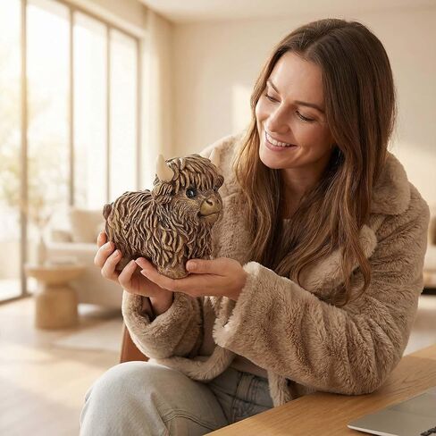 مجموعة من 2 تماثيل أبقار المرتفعات الراتنج اللطيفة لديكور المنزل، تمثال بقرة المرتفعات الاسكتلندية، هدايا لعجل العشاق، زخارف زخرفية لغرفة المعيشة، غرفة النوم، رف الكتب، الخزانات، سطح المكتب in Kuwait