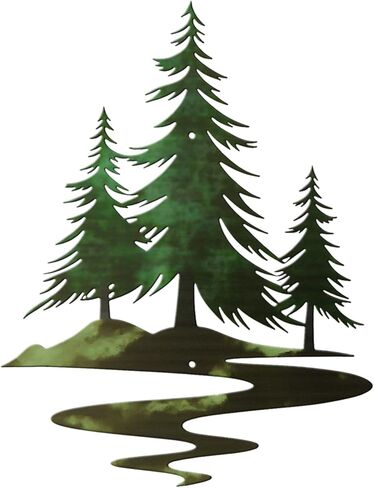 TYLCC Metal Pine Tree Wall Art Black Rustic Cedar Tree Wall Decor for Living Room Office Farmhouse, Forest Nature Lovers Gift in Kuwait