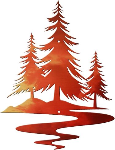 TYLCC Metal Pine Tree Wall Art Black Rustic Cedar Tree Wall Decor for Living Room Office Farmhouse, Forest Nature Lovers Gift in Kuwait