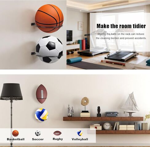 4 Packs Basketball Holder Wall Mount,Universal Ball Holder Wall Mount,Basketball Racks for Balls,Suitable for Basketball,Soccer,Volleyball,Football Ball Stand in Saudi Arabia