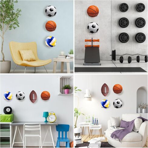 4 Packs Basketball Holder Wall Mount,Universal Ball Holder Wall Mount,Basketball Racks for Balls,Suitable for Basketball,Soccer,Volleyball,Football Ball Stand in Saudi Arabia