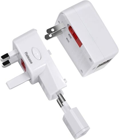 Travel Adapter with 2 USB A+1 USB C,Universal All in One Worldwide Travel Adapter,Power Converters Wall Charger,AC Power Plug Adapter,International Power Adapter for USA EU UK AUS Black in Saudi Arabia