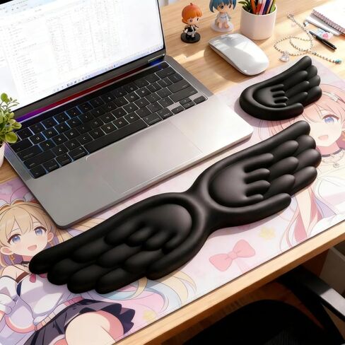 Green Leaf Wrist Rest with Mouse Pad Ergonomic Memory Foam Wrist Rest for Computer Keyboard Mouse Set, Cute Gaming Keyboard Cushion Hand Support PU Leather Surface Anti-Slip Waterproof in Saudi Arabia
