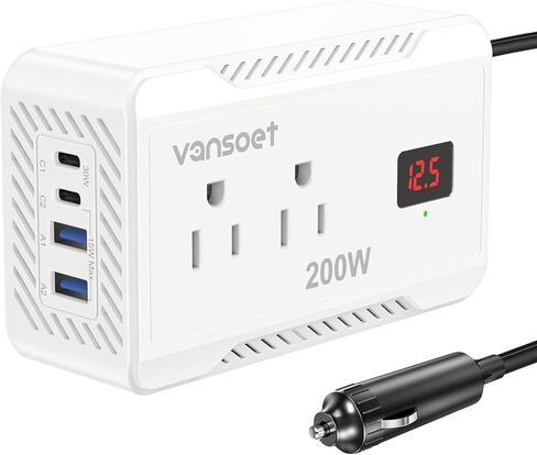 400W ذروة قص مقطع سيارة موجة العابرة DC 12V إلى AC (2 منافذ) محول محول شاحن شاحن السيارات 110V مع منافذ شحن USB مزدوجة PD3.0 و QC18W in Kuwait