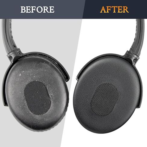 SOULWIT Professional Replacement Earpads for Bose QuietComfort 3 (QC3) and OE1 On-Ear Headphones, EarPads Cushions with Soft Protein Leather, High-Density Noise Isolation Foam - Black in Saudi Arabia