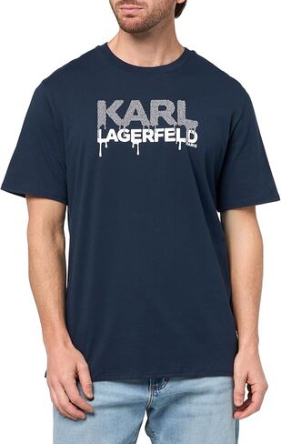 KARL LAGERFELD Men's Pullover Short Sleeve U-Neck Dripping Logo T-Shirt in Saudi Arabia