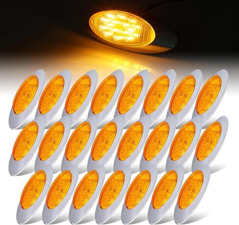 6.5 بوصة بيضاوية لوحة الكابينة درابزين Led علامة جانبية العنبر 16 أضواء LED تشغيل إشارة الانعطاف، استبدال أضواء التخليص لبيتربيلت كينورث/Freightliner 12V DC (2 قطعة) in Kuwait