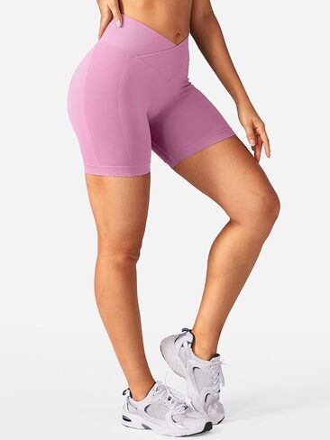 Women Scrunch Butt Lifting Workout Gym Shorts 5" Inseam V Cross Waist Squat Proof Shorts in Saudi Arabia