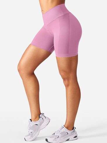 Women Scrunch Butt Lifting Workout Gym Shorts 5" Inseam V Cross Waist Squat Proof Shorts in Saudi Arabia