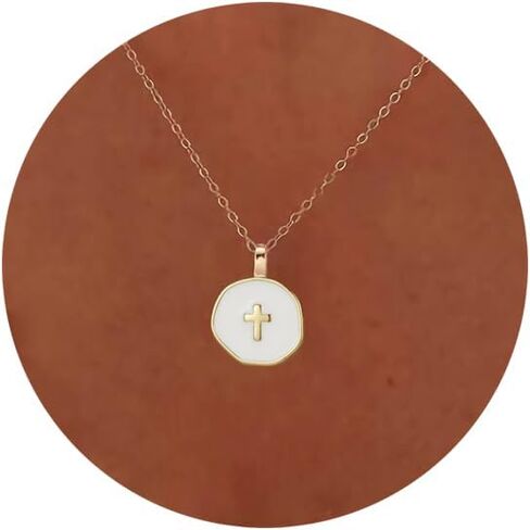 14K Gold Cross Necklace for Women Dainty Adjustable Faith Pendant Baptism First Communion Christian Gifts for Sister Mom Non Tarnish Religious Jewelry in Saudi Arabia