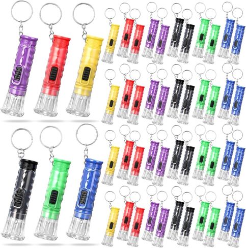 Jexine 50 PCS Mini Flashlike -keychains مع الحبل البلاستيكي المحمول سلاسل مفاتيح LED LED صغيرة لقراءة ليلا القراءة في حالات الطوارئ حفلات التخييم الحفلات (أسود) in Saudi Arabia