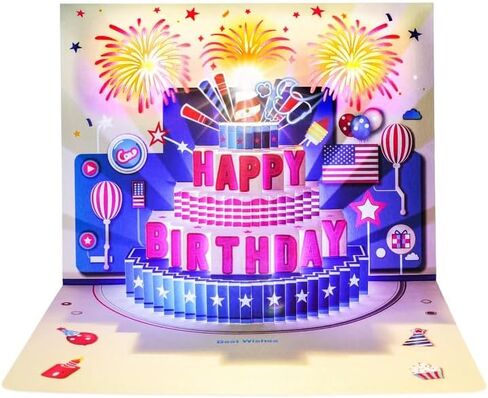 بطاقة عيد ميلاد موسيقية ثلاثية الأبعاد، شمعة مضيئة LED وموسيقى عيد ميلاد سعيد، بطاقات تهنئة بعيد الميلاد مع بطاقة ملاحظة فارغة ومغلف للأطفال والزوج والرجال والنساء والأم in Saudi Arabia