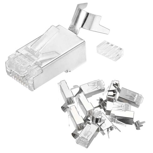 MECCANIXITY 30pcs CAT7 RJ45 Pass Through Connectors, RJ45 STP/FTP 8P8C Gold Plated Plugs Silver with Cable Traverse for 23AWG Ethernet Cable in Saudi Arabia