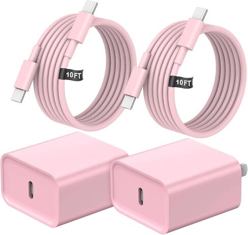 Charger for iPhone 17 16 Charger Fast Charging, [UL Safety Certified] 20W USB C Chargers Block with 10ft Type C to C Cable for iPhone 16/16 Plus/16 Pro/16 Pro Max/iPhone 15/15 Pro/15 Pro Max, 2 Pack in Saudi Arabia