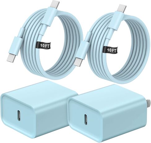Charger for iPhone 17 16 Charger Fast Charging, [UL Safety Certified] 20W USB C Chargers Block with 10ft Type C to C Cable for iPhone 16/16 Plus/16 Pro/16 Pro Max/iPhone 15/15 Pro/15 Pro Max, 2 Pack in Saudi Arabia