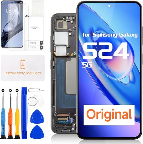 الأصلي لـ Samsung Galaxy S24 5G Screen Screen ، LCD لـ Samsung S24 Digitizer Touch Screen SM-S921B SM-S921U SM-S921W LCD Assembly مع إطار (إصدار الولايات المتحدة) (أسود) in Kuwait