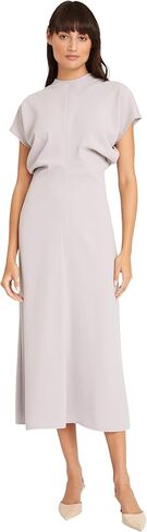 Recycled Fibers Fabric | Crew Neck Short Sleeve Midi Blouson Bodice | Womens Dresses in Saudi Arabia