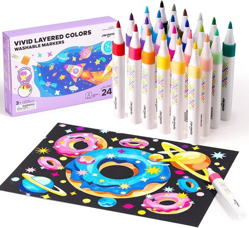 Jar Melo Super Washable Blendable Markers for Kids Age 4-8, 24 Colors in Saudi Arabia