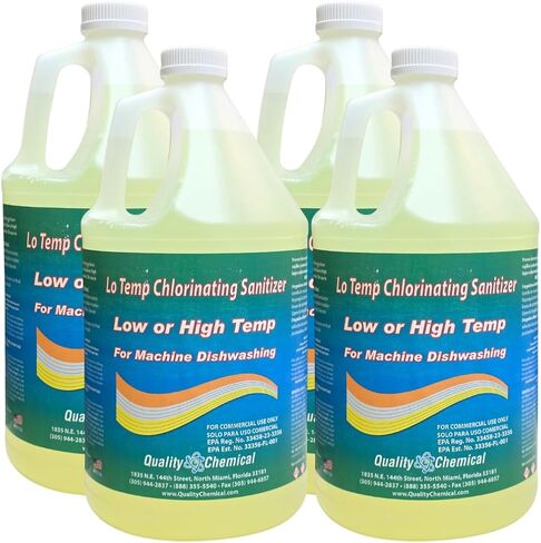 Quality Chemical Chloro-Guard Chlorine Low Temp Dish Sanitizer for Machine Dishwashing, Bulk Sanitizer - Gallon Refill for Cleaning and Sanitizing 128 oz (pack of 4) in Saudi Arabia