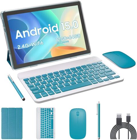 Android 14 Tablets 10 Int ، 2 in 1 tablet مع حالة لوحة المفاتيح ، 8 جيجا بايت+64 جيجابايت من ROM/1TB ، شاشة اللمسات الرباعية ، HD CAREMA ، ألعاب ، WI-FI ، BT ، Google GMS Black in Kuwait
