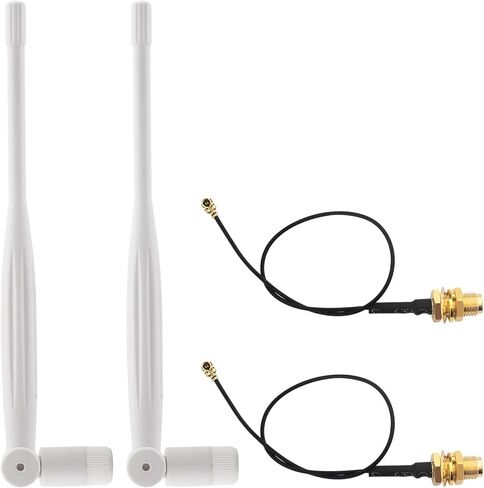 2.4Ghz WiFi Bluetooth Antenna 3dBi RP-SMA Male Foldable Antenna + 17CM IPX to RP-SMA Female Extension Cable for Router USB Adapter Reapter Desktop PC Security Cameras Network PCl Card 2Pcs in Kuwait