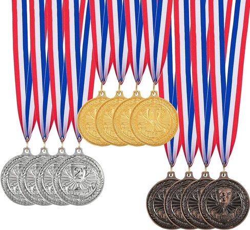 12 قطعة ميداليات جائزة الذهب الفضية الفضية ، الميداليات الأولى للميداليات الجائزة الثالثة ، مع شريط رقبة للرياضة ، المسابقات ، الطراز الأولمبي ، 2 بوصة in Kuwait