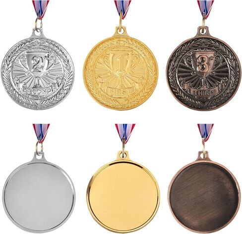 12 قطعة ميداليات جائزة الذهب الفضية الفضية ، الميداليات الأولى للميداليات الجائزة الثالثة ، مع شريط رقبة للرياضة ، المسابقات ، الطراز الأولمبي ، 2 بوصة in Kuwait