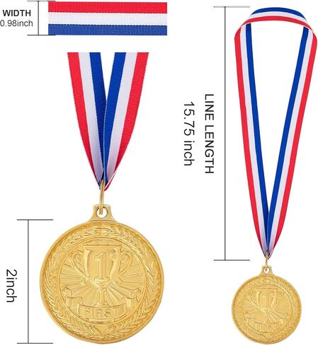12 قطعة ميداليات جائزة الذهب الفضية الفضية ، الميداليات الأولى للميداليات الجائزة الثالثة ، مع شريط رقبة للرياضة ، المسابقات ، الطراز الأولمبي ، 2 بوصة in Kuwait