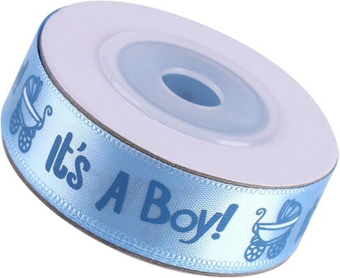 10 Yard Polyester Ribbon, 10 Yards/Roll IT is A BOY/Girl Blue Ribbon Satin Rolls Baby Shower Christening Party Favor Gift Ribbon Birthday Theme Gender Reveal Wrapping Ribbons in Saudi Arabia