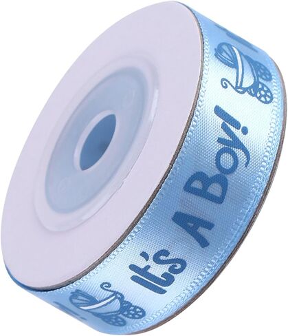 10 Yard Polyester Ribbon, 10 Yards/Roll IT is A BOY/Girl Blue Ribbon Satin Rolls Baby Shower Christening Party Favor Gift Ribbon Birthday Theme Gender Reveal Wrapping Ribbons in Saudi Arabia