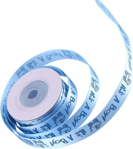 10 Yard Polyester Ribbon, 10 Yards/Roll IT is A BOY/Girl Blue Ribbon Satin Rolls Baby Shower Christening Party Favor Gift Ribbon Birthday Theme Gender Reveal Wrapping Ribbons in Saudi Arabia