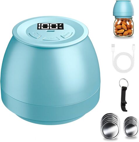 Zivif Electric Mason Jar Facuum Sealer for Wide Mate & Fath Mason Jar ، مجموعة Sealer Storage لتخزين الطعام وتخميرها ، تشمل 10 أغطية جرة in Kuwait