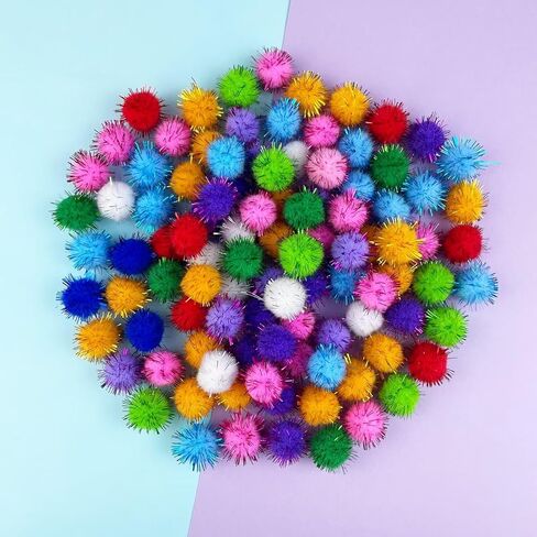 300PCS Sparkle Glitter Pom Pom Balls 1CM Mini Ball for Crafts Christmas Decor Holiday Crafts Making DIY in Saudi Arabia