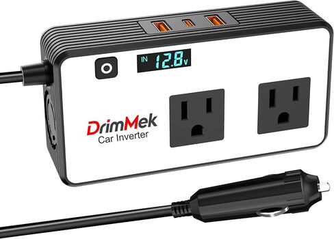 200W Car Power Inverter, Car Plug Adapter Outlet DC Inverter 12V to 110V AC Cigarette Lighter with 24W USB-C & USB-A Dual Outlets Fast Car Charger for Laptop Vehicles, Road Trip, Camping in Saudi Arabia