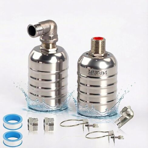 1PCS Automatic Water Level Control Valve, 1/2" to 3/4'' Water Trough Float Valve, 304 Stainless Steel Float Valve for Water Tank, Pool, Livestock in Kuwait