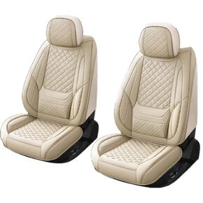 Chezope Full Set Leather Car Seat Covers Universal Fit for Cars, SUVs, Sedans & Trucks Beige in Saudi Arabia