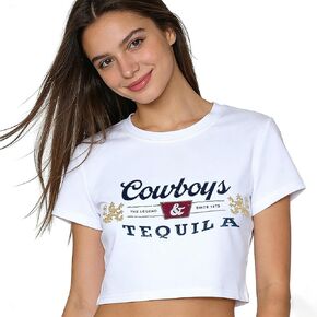 Western Cowboys and Tequila Tank Top Women Cowgirls Cowboys Rodeo Country Music Crop Tops Vintage Graphic Print Shirt in Kuwait