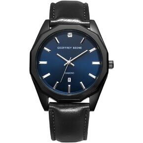 Geoffrey Beene Men's Silver Minimalist Vegan Leather Dress Watch, Classic Quartz, Date, Elegant Design, Water-Resistant in Saudi Arabia