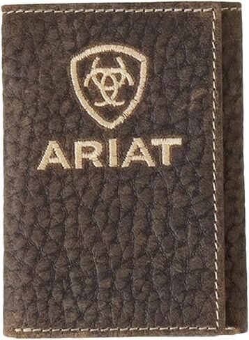 محفظة ARIAT Pebbled Bull Hide الجلدية ثلاثية الطي للرجال (أسود) in Saudi Arabia