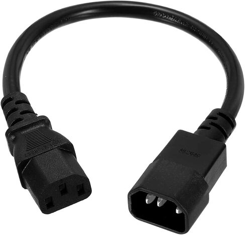 Meccanixity 3ft 18 AWG Black 18/3 Universal Power Cord C14 to C13 10A 250V 3-PRONG PDU Power Cables للكمبيوتر الشخصي ، الكمبيوتر ، الطابعات ، التلفزيون ، محول AC ، الكمبيوتر المحمول ، الشاشة in Saudi Arabia