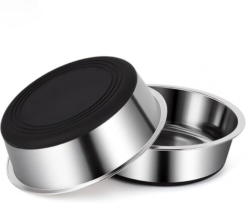 أوعية الكلاب المصنوعة من الفولاذ المقاوم للصدأ من YINGFAN، وعاء ماء وطعام للكلاب غير قابل للانزلاق، عبوتان (6.9 × 2 بوصة)، كل منها يحمل ما يصل إلى 3 أكواب (أسود) in Kuwait