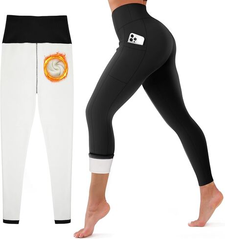 CHARMKING Women's Fleece Lined Thermal Leggings High Waisted Winter Yoga Pants with Pockets | Cold Weather Compression Tights in Kuwait