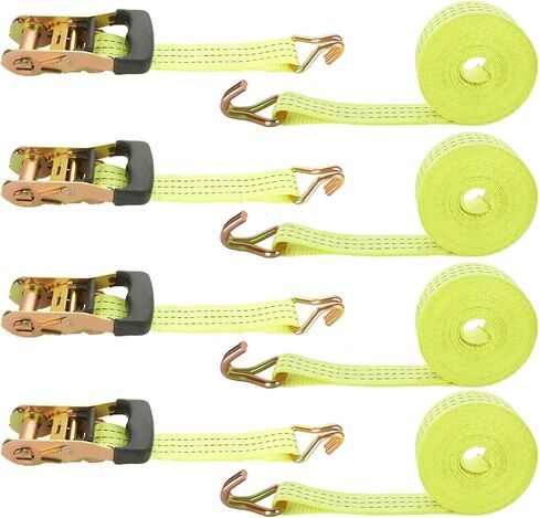 4Pack Heavy Duty Ratchet Straps, 2Inch 20Ft Tie Down Straps with Double J Hook, 4400 LBS Break Strength Cargo Ratchet Straps for Moving and Securing Cargo Lawn Equipment and Motorcycles in Saudi Arabia