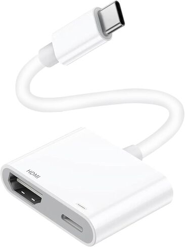 iPhone HDMI Adapter ، USB-C Lightning 2 في 1 كبل شاشة Sync Digital AV 4K مع قابس منفذ شحن سريع لـ iPhone 15 16 14 13 12 11 iPad على HDTV/Projector/Monitor in Kuwait